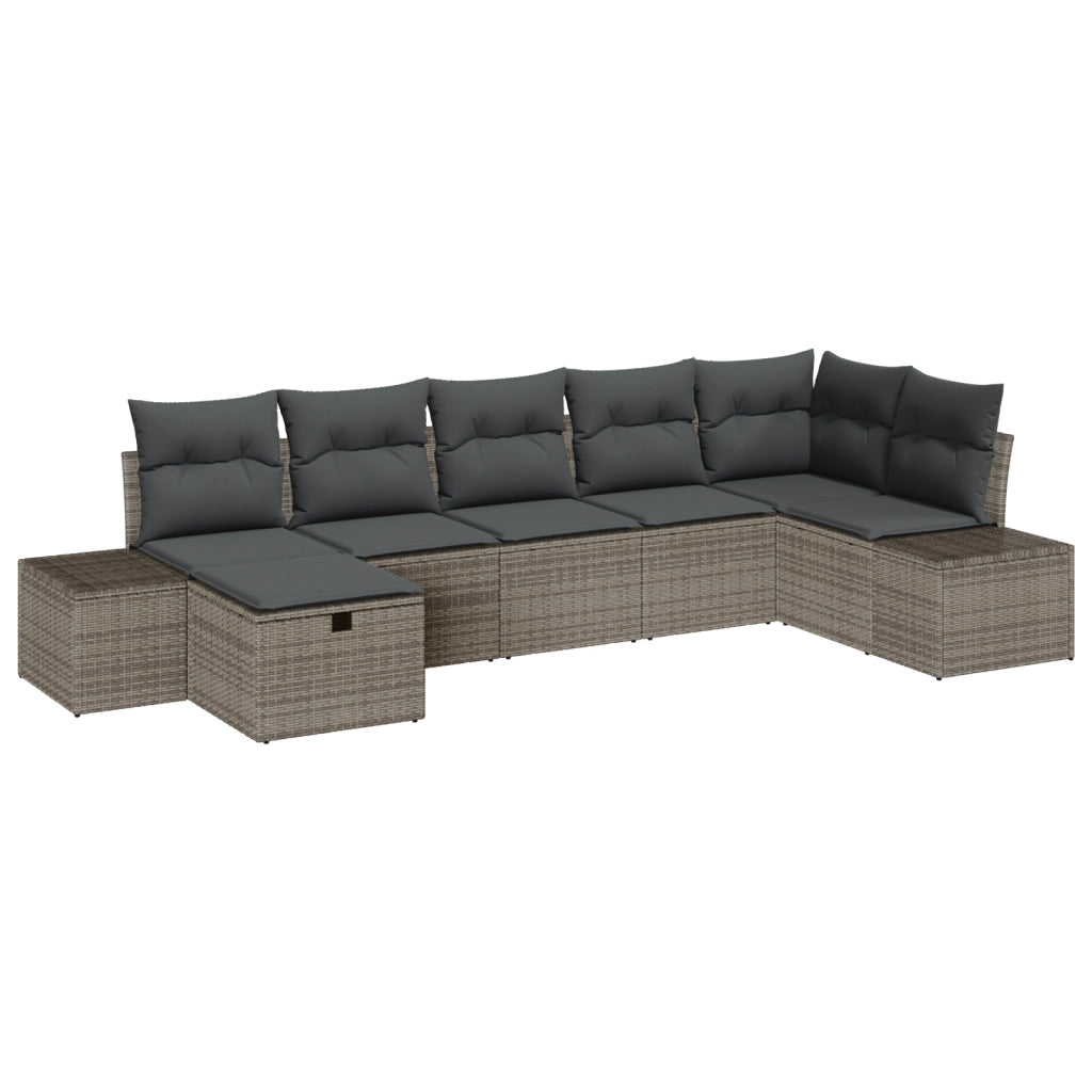Set Divano Giardino con Cuscini Grigio Rattan Sintetico