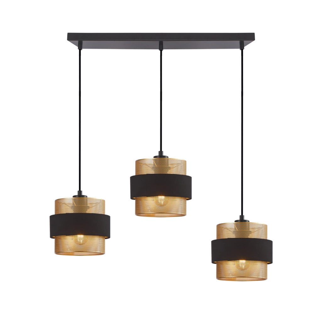 Lampada a sospensione BANS Italux nero oro 3xE27 su barra