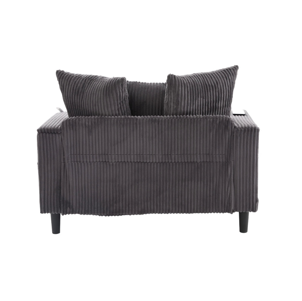Chaise longue 170x129x70 cm grigio scuro con LED, USB e vano contenitore