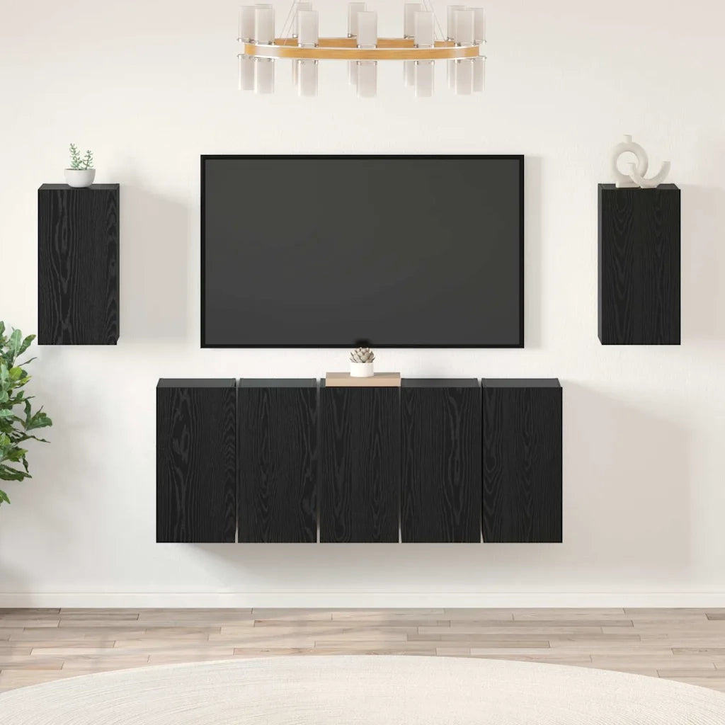 vidaXL Set mobile TV 7 pcs Rovere nero 30.5 x 30 x 60 cm
