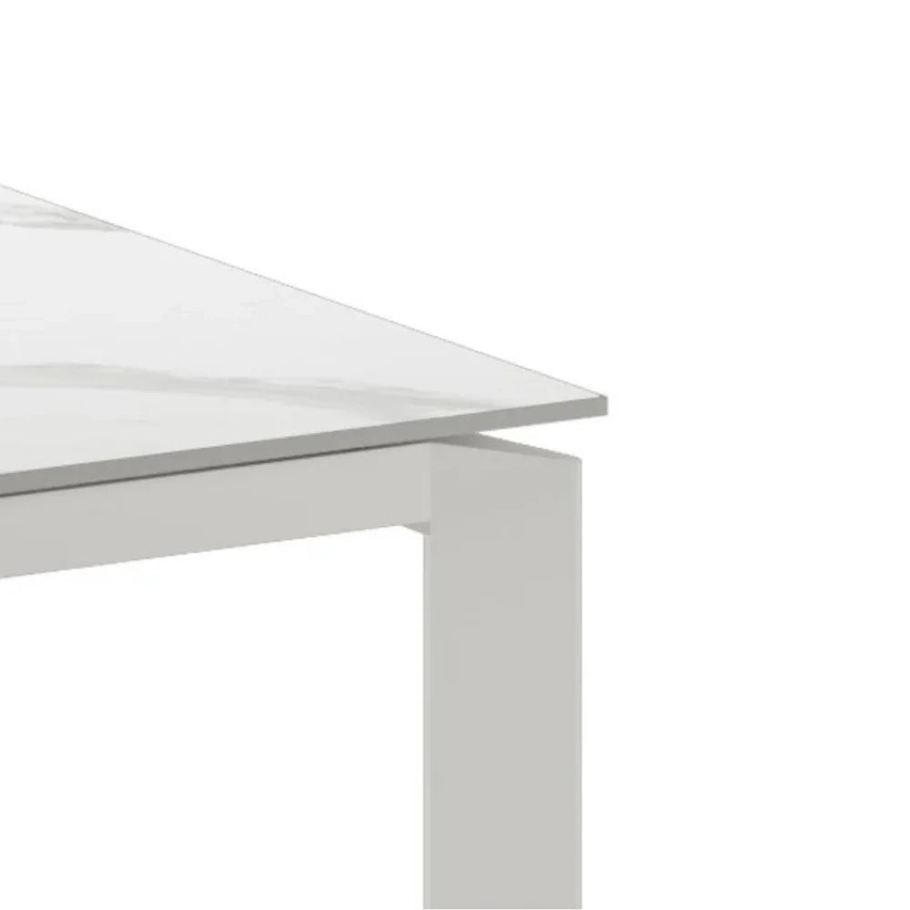 Tavolo da pranzo allungabile in ceramica effetto marmo bianco Task 120-170x80 cm fino a 8 posti | Duzzle