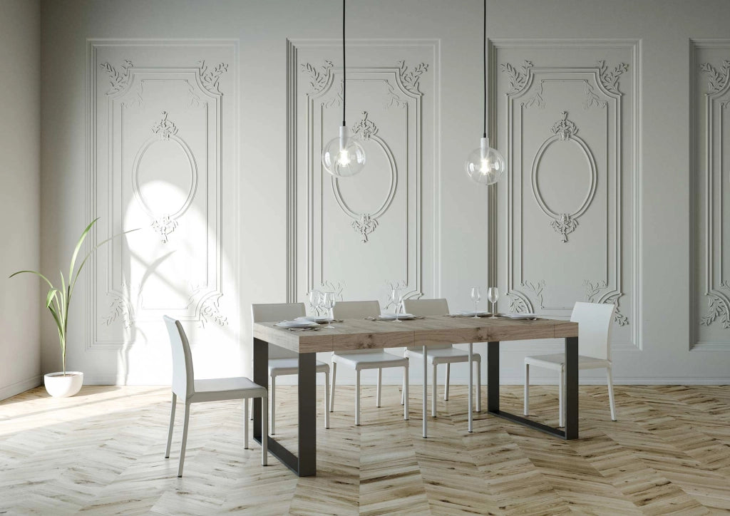 Consolle Allungabile in Legno e Ferro H77x40x90/300cm Elettra Premium Rovere Folding