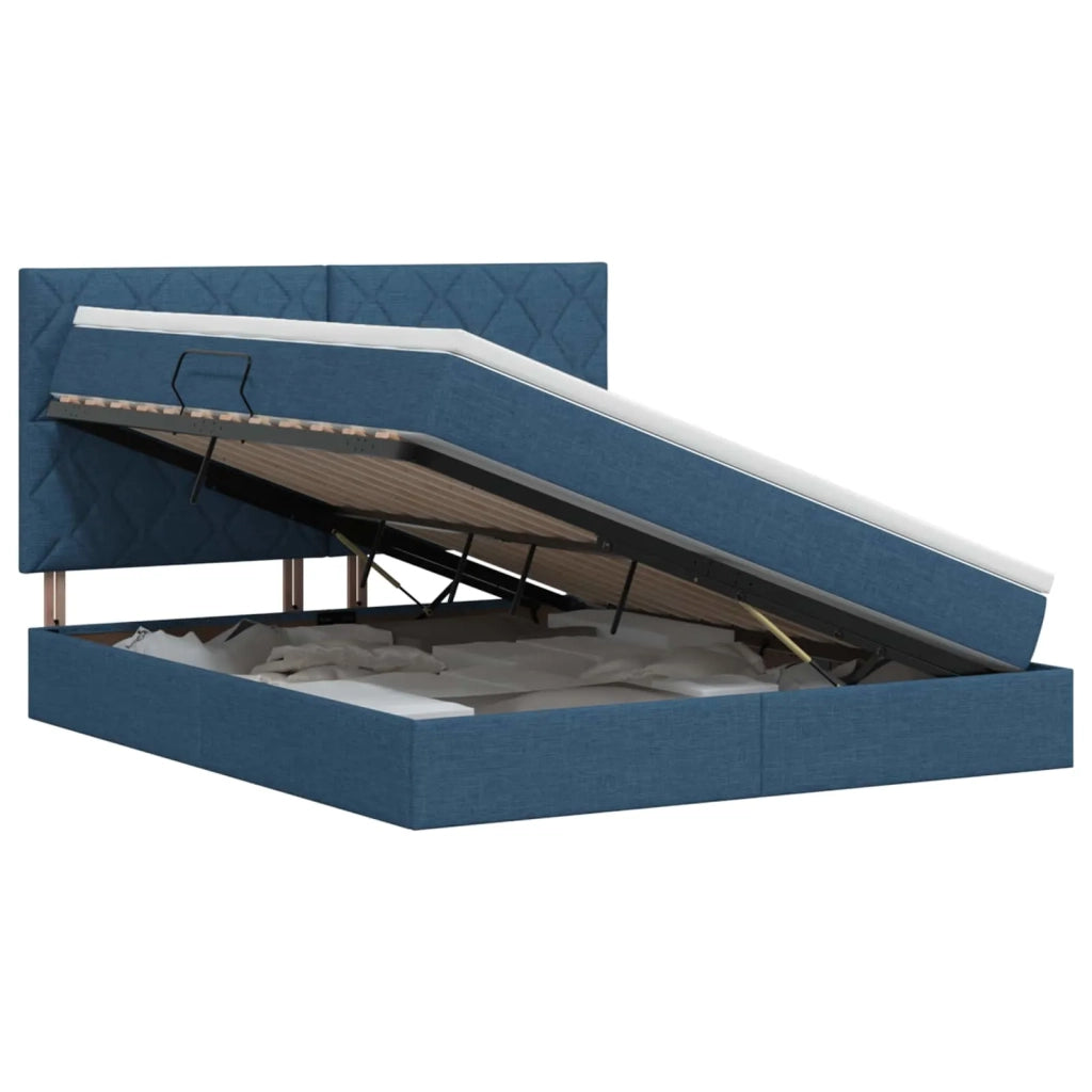 Letto con contenitore e materasso Blu 180 x 200 cm Tessuto 3459587