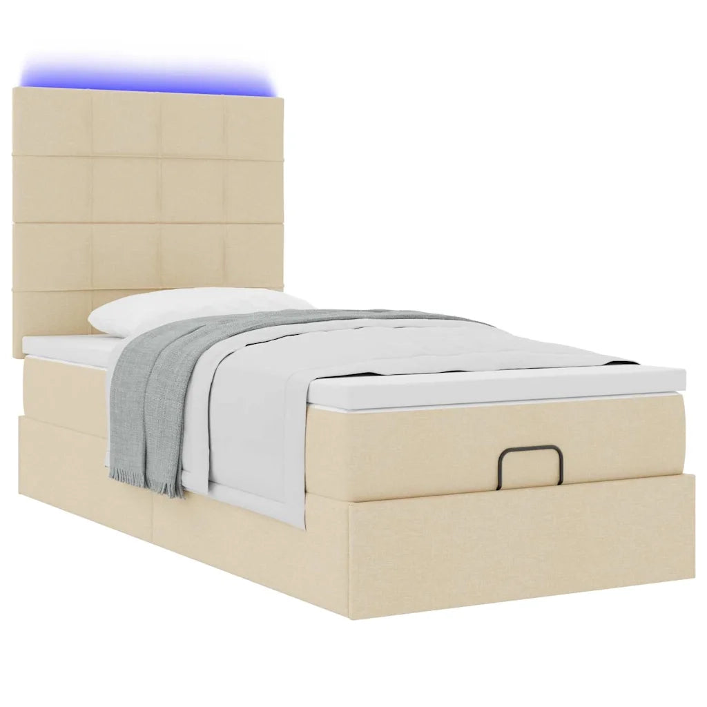 Struttura Letto Pouf con Materasso Crema 80x200 cm in Tessuto 3313966
