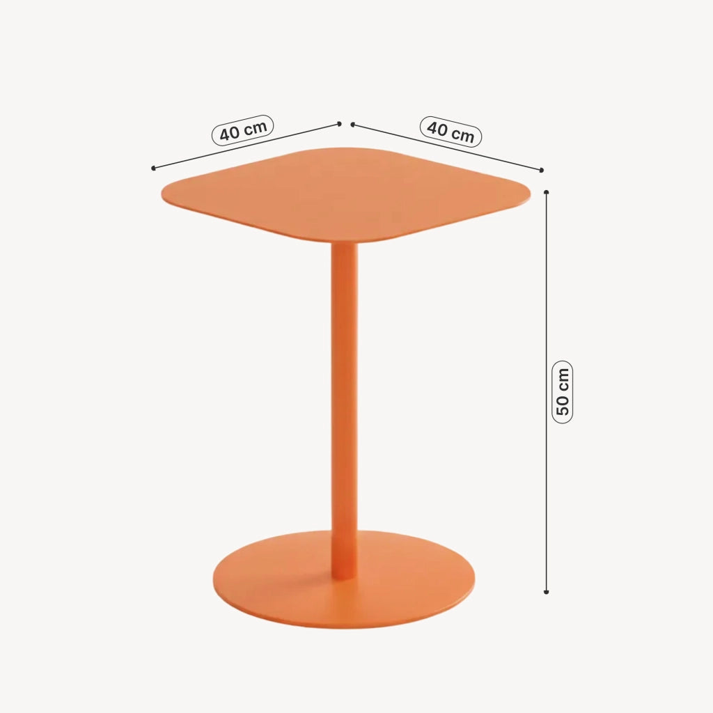 Tavolino Laterale da Divano Nastätten Metallo Piano Quadrato - Arancione [en.casa]