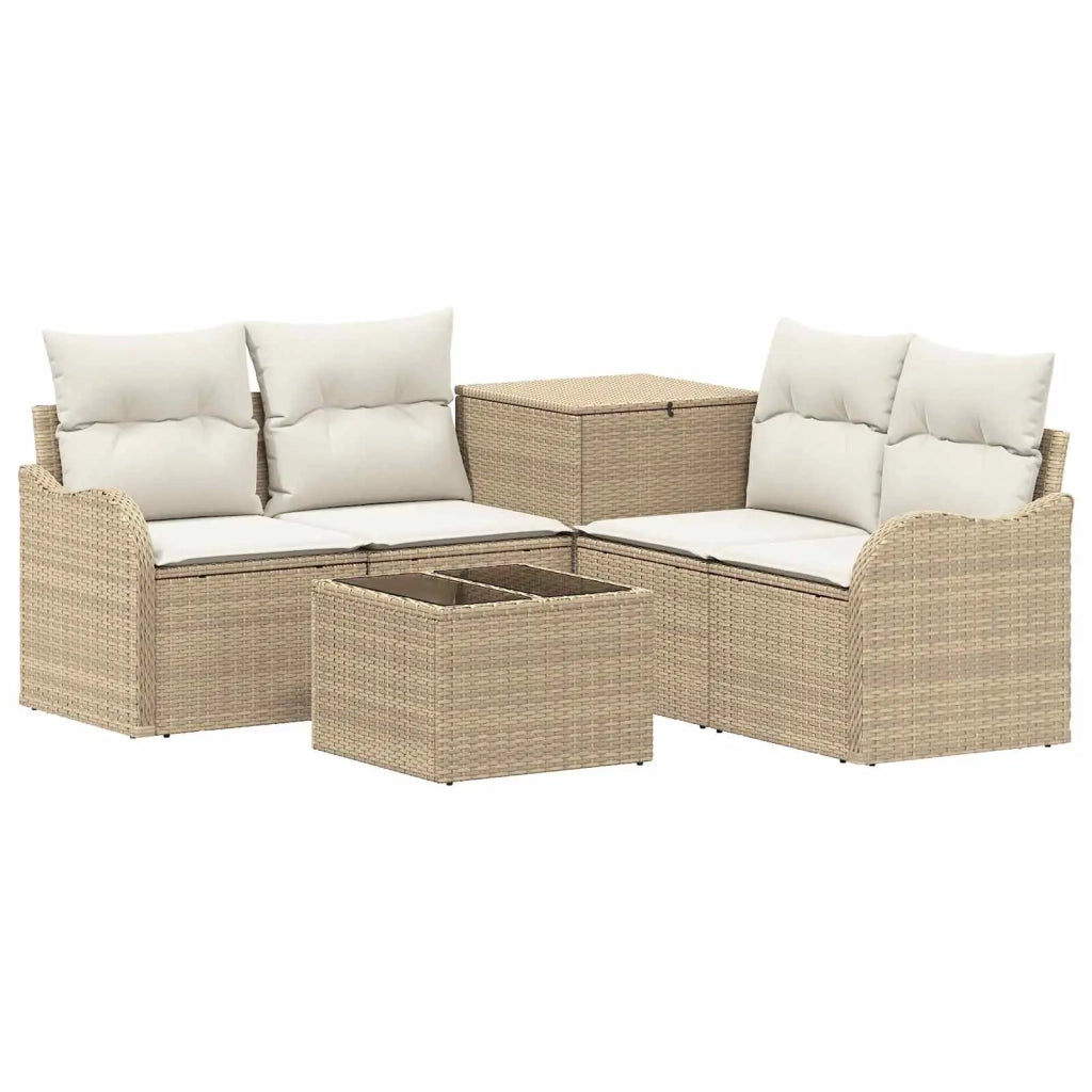 Set di divani 6 pz Beige e Bianco Crema 3447144