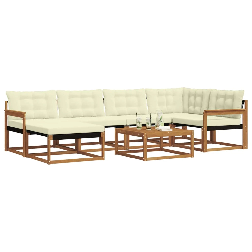 Set di divani da esterno con cuscino 19 pcs Naturale e Crema 3369641