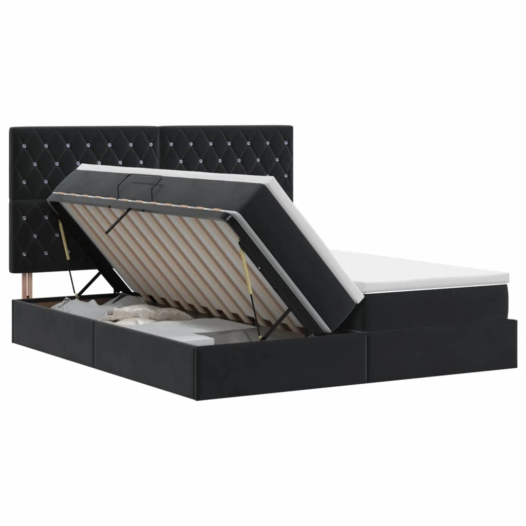 Letto con Contenitore con testiera Nero 200 x 200 cm Velluto 3459821