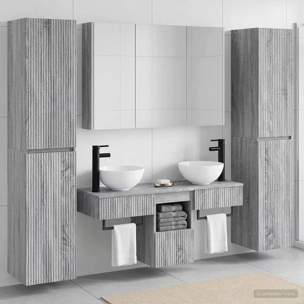 Set di mobili per il bagno 6 pcs Sonoma grigio 3407188