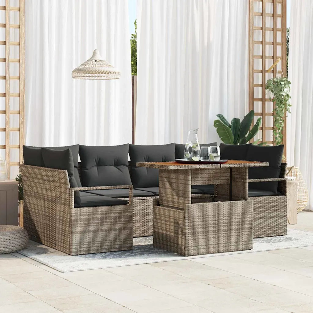 Set Divano da Giardino con cuscino 7 pcs Grigio 3349663