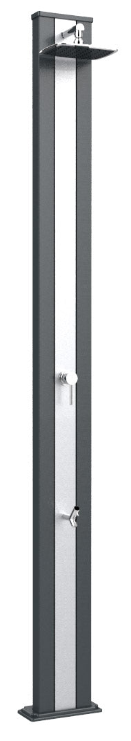 Doccia Solare da Esterno Giardino 30L Miscelatore e Lavapiedi Arkema Spring S Fascia Inox Grigio An