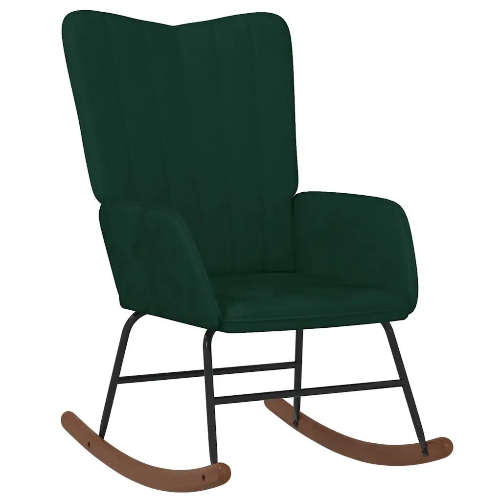 Sedia a Dondolo Verde Scuro in Velluto 327745