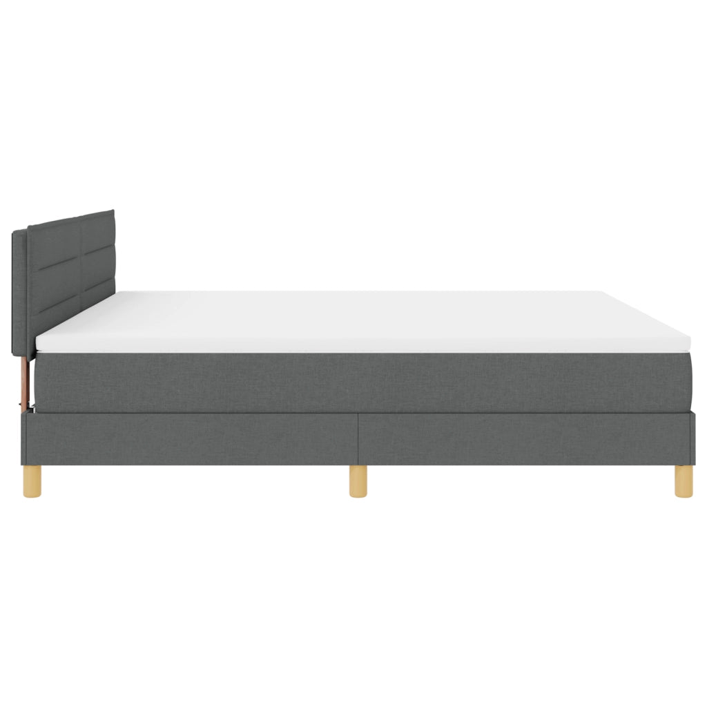 Letto Box Spring con Materasso & LED Grigio Scuro 180x200 cm in Tessuto
