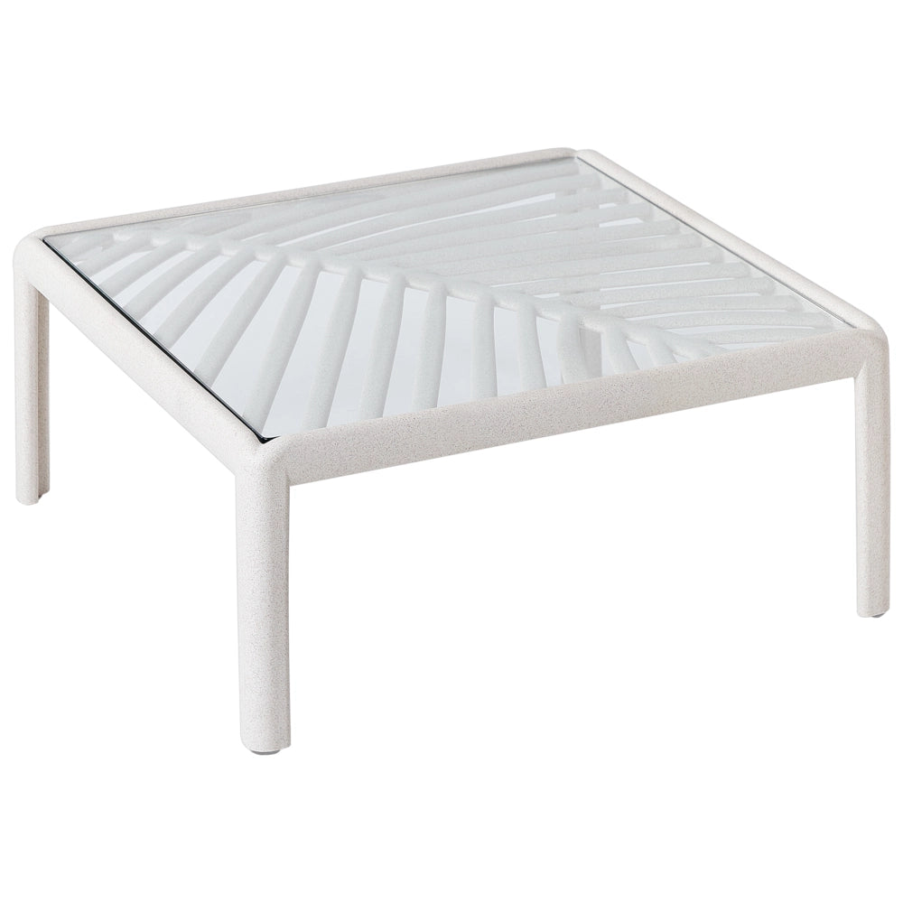 Tavolino da giardino Beige chiaro Struttura sintetica 69 x 69 cm Stile moderno per esterni