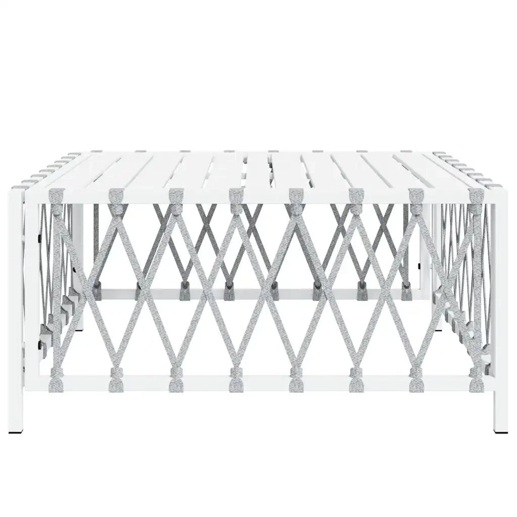 Tavolo da Giardino Bianco 70x70x34 cm in Tessuto Intrecciato 364141