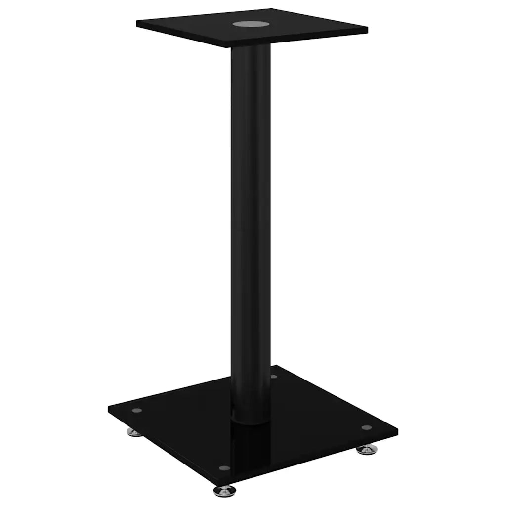 Pedane per Casse 2 pz Nero Vetro Temperato Design a 1 Pilastro CFW5232814