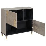 Credenza | Madia | Buffet da pranzo | Armadio da pranzo Grigio e Oro 80 x 33 x 75 cm Legno di mango massello