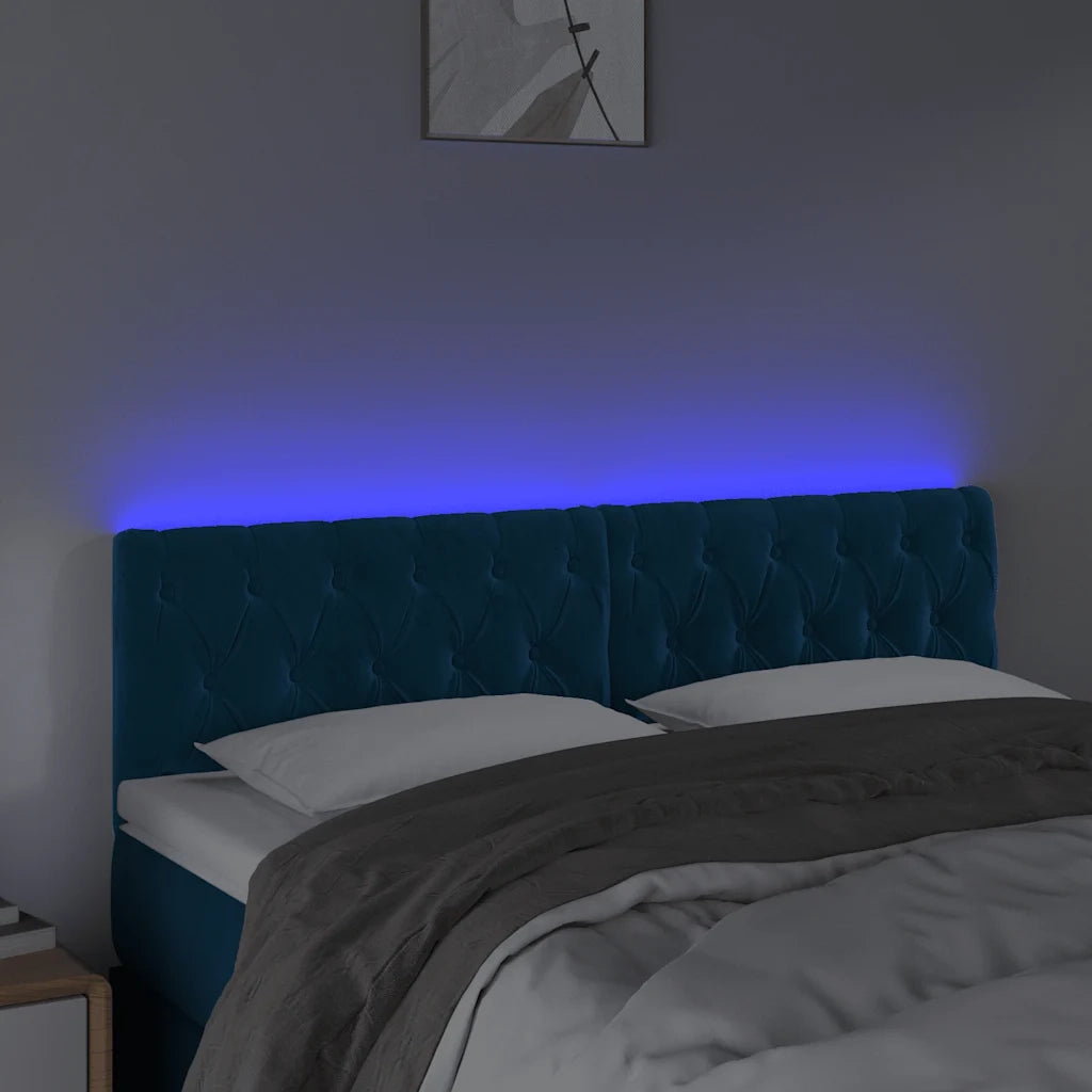 Testiera a LED Blu Scuro 160x7x78/88 cm in Velluto 3122006