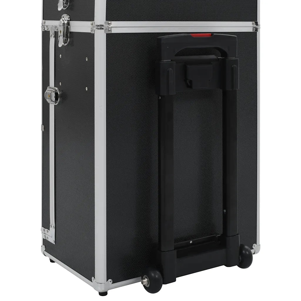 Valigia Trolley per Cosmetici in Alluminio Nero 91812