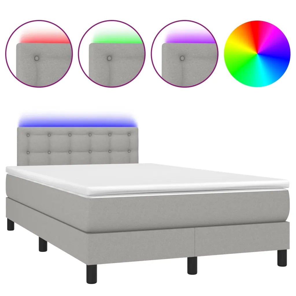 Letto a Molle Materasso e LED Grigio Chiaro 120x190 cm Tessuto 3270067