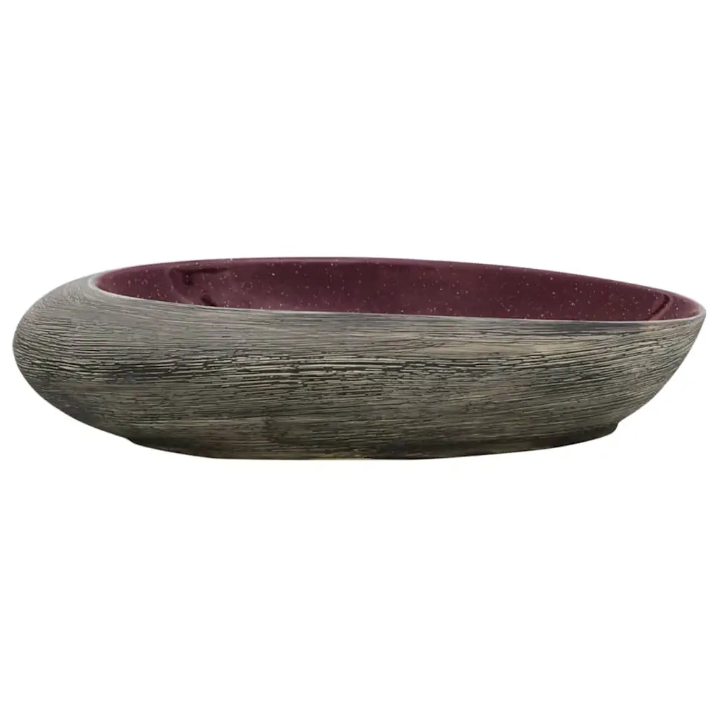 Lavabo da Appoggio-Lavandino-Lavello Viola e Grigio Ovale 59x40x14 cm Ceramica