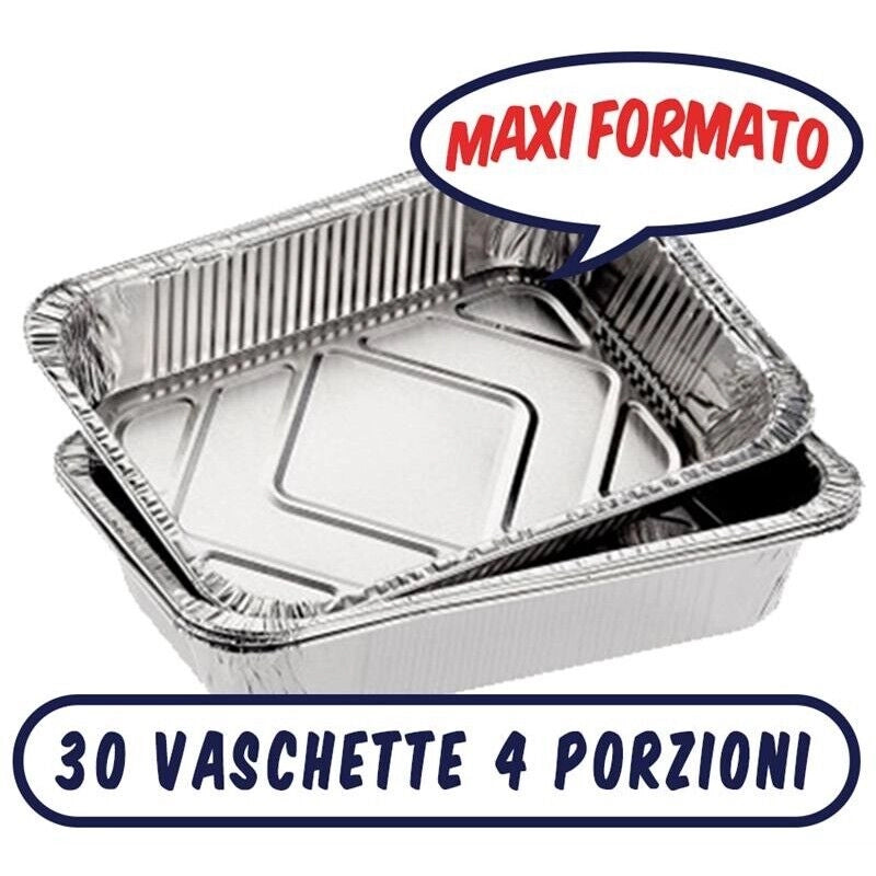 MAURY'S CONTENITORI ALLUMINIO 4 PORZIONI 30PZ PER COTTURA E CONSERVAZIONE ALIMENTI