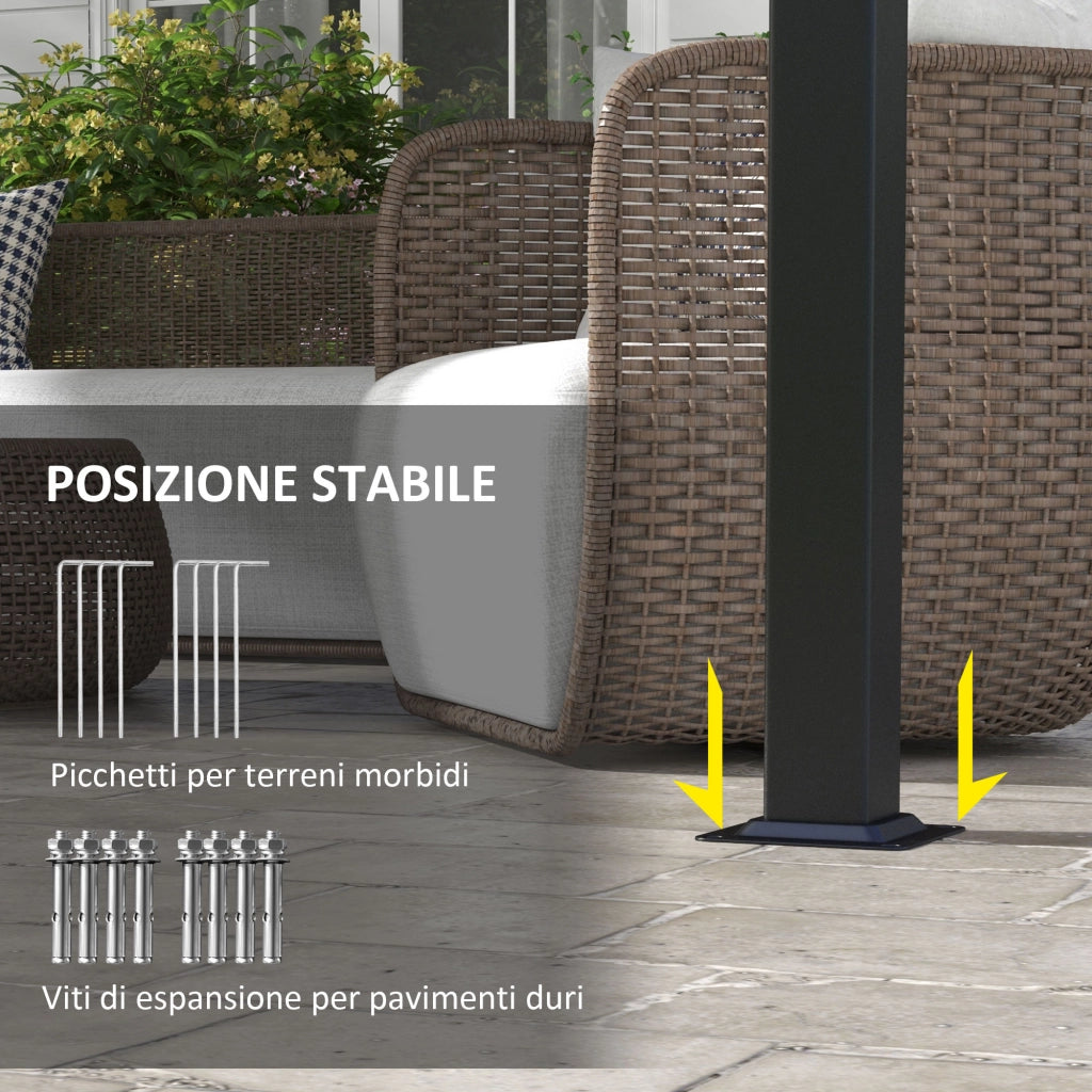 Gazebo Pergola 3x3.5 m ¨C Minimal ¨C Grigio Acciaio Poliestere Anti UV