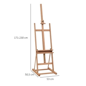 CAVALLETTO da atelier regolabile in altezza e angolazione 53x50,5x171-230 cm legno naturale