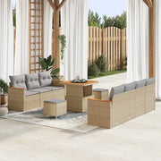 Set Divano da Giardino 14 pcs Beige e Grigio Chiaro polyrattan