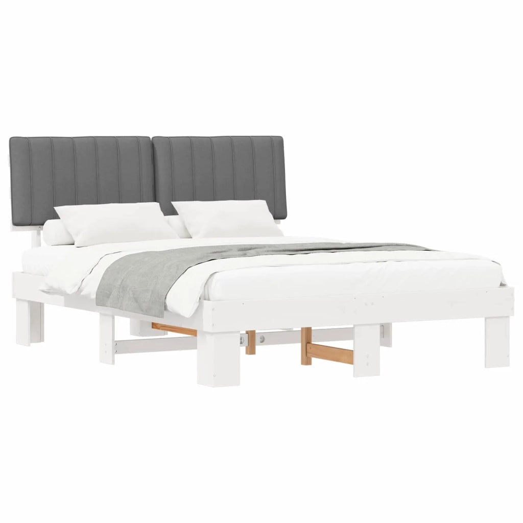 Letto con Testiera Rivestita Grigio chiaro 150 x 200 cm