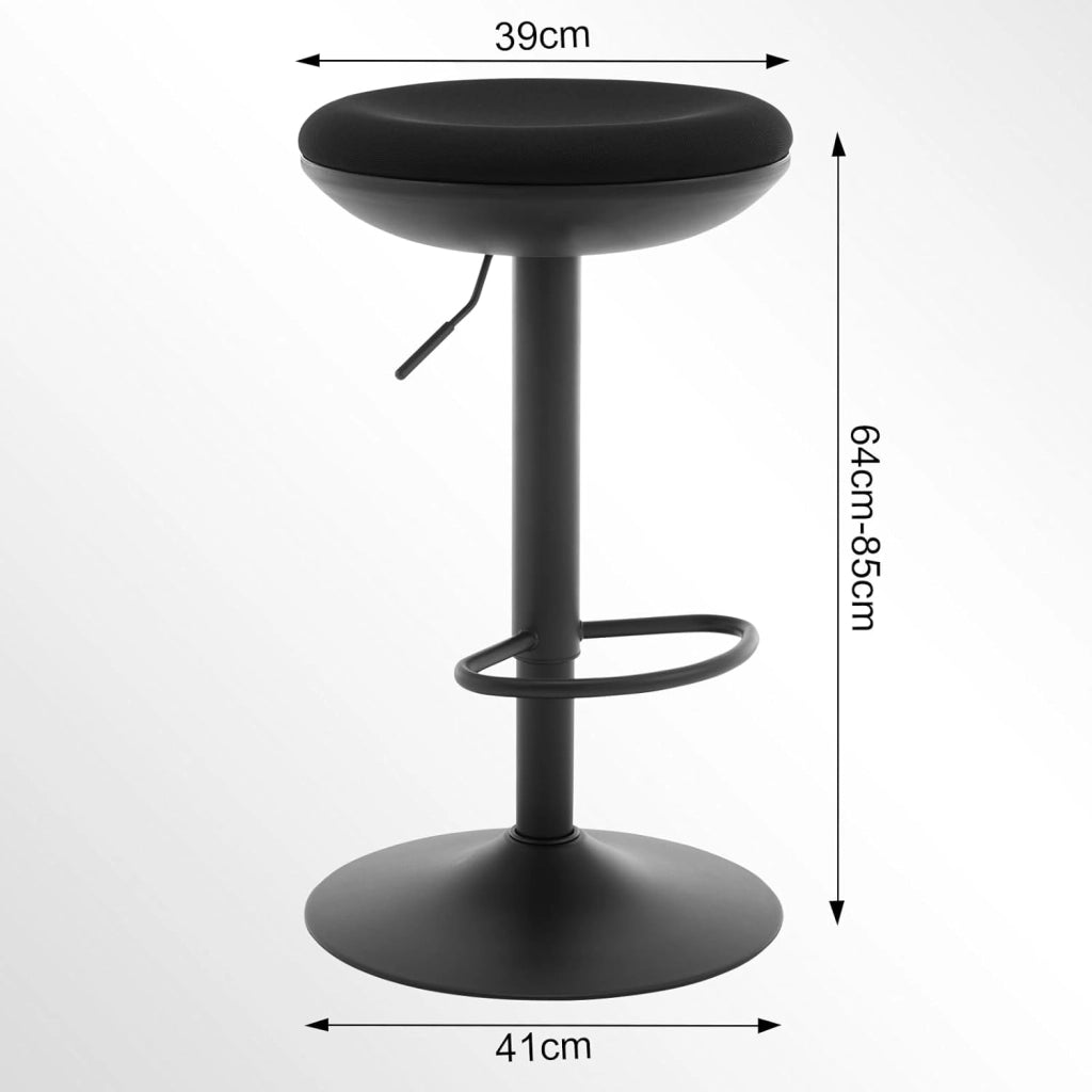Sgabello da Bar, Sedia Alta da Bar Regolabile in Altezza, Sgabello per Isola Cucina Girevole, con Poggiapiedi, Sgabello Imbottito in Maglia Elastica, Nero, BH414sz-1