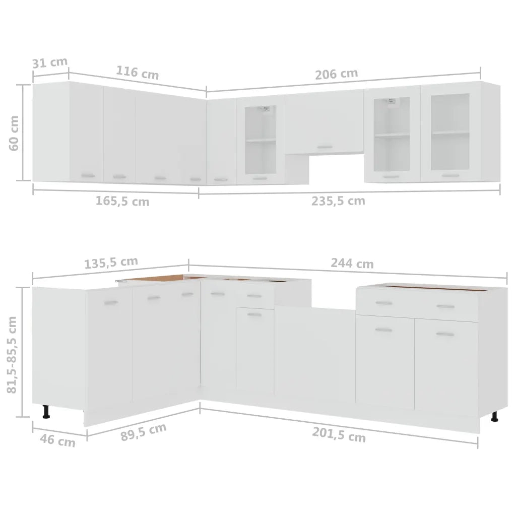 Set Armadi da Cucina 11 pz Lyon Bianco in Truciolato 3067664