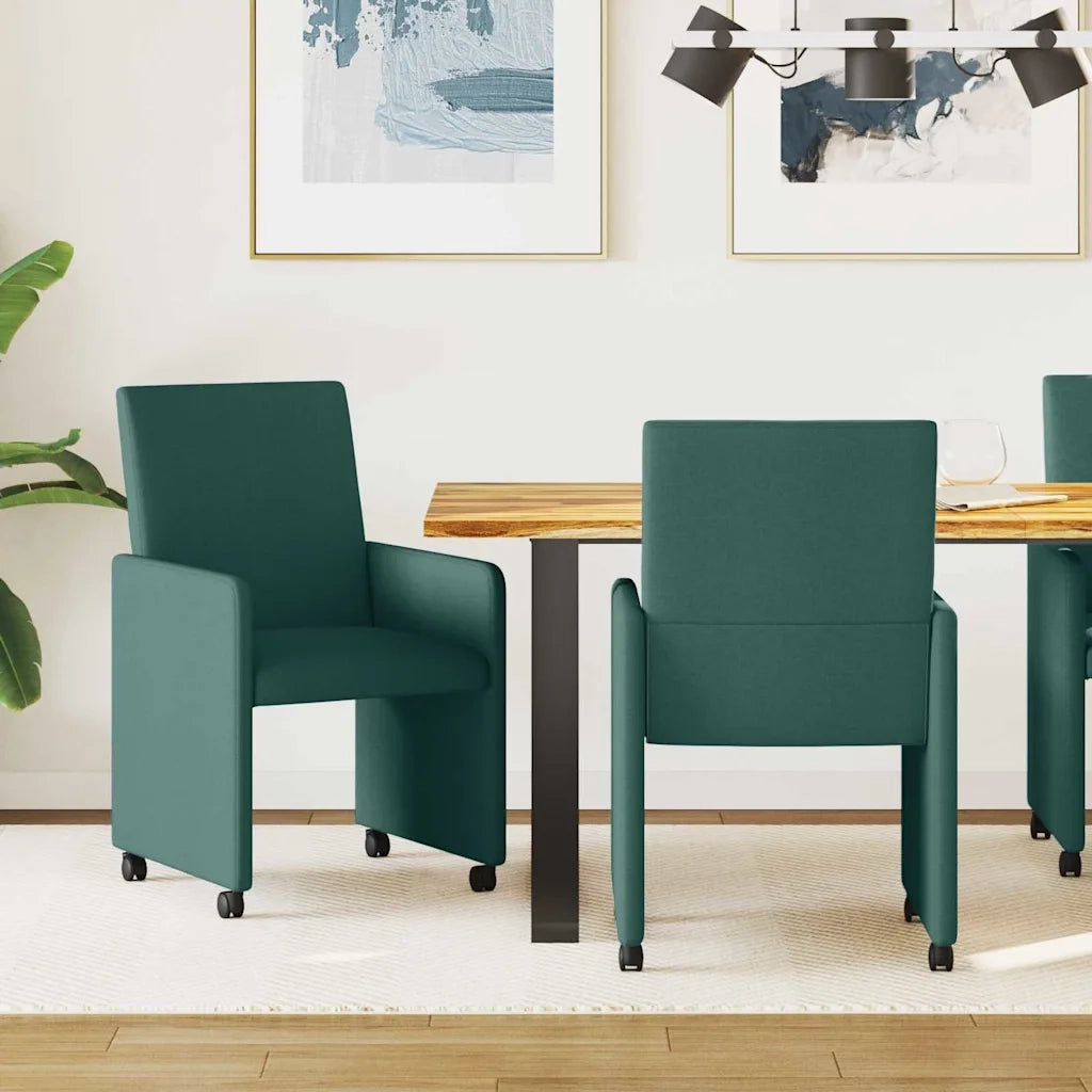 vidaXL Sedia da pranzo 2 pcs Verde scuro 57 x 66 x 94 cm Tessuto