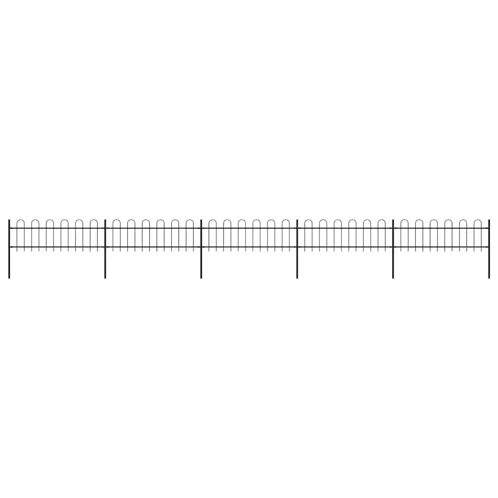 Recinzione da Giardino con Parte Superiore ad Anello in Acciaio 838x60 cm Nero 277642