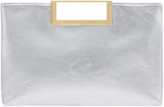 Borsa da sera elegante con maniglia per crossbody, schoudertas, clutch per donna con maniglia per matrimonio (argento)