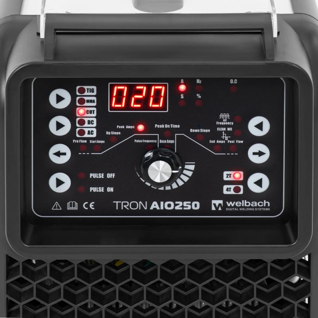 Saldatrice professionale combinata TIG AC DC MMA taglio 250 A 50 A ciclo di lavoro 60% pulsato acciaio bianco 14_0009666