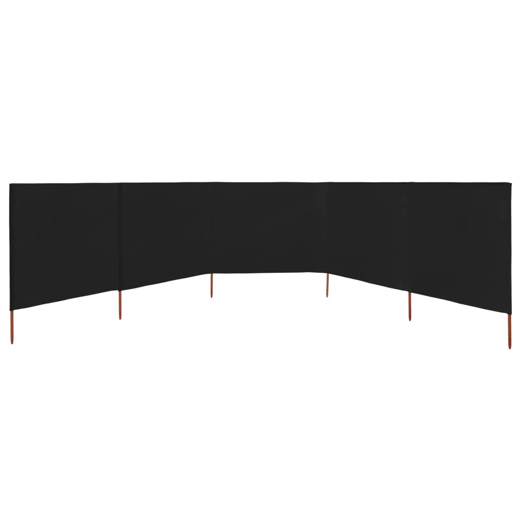 Schermo divisorio in tessuto a 5 pannelli 600 x 160 cm nero 02_0008827