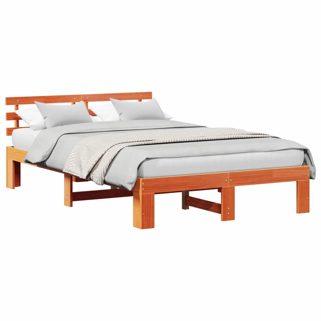 Struttura del letto Marrone cerato 140 x 190 cm Pino massello 872616