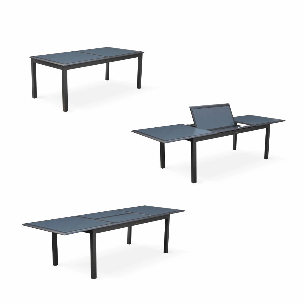 Set tavolo da giardino allungabile in alluminio con 8 sedie, antracite