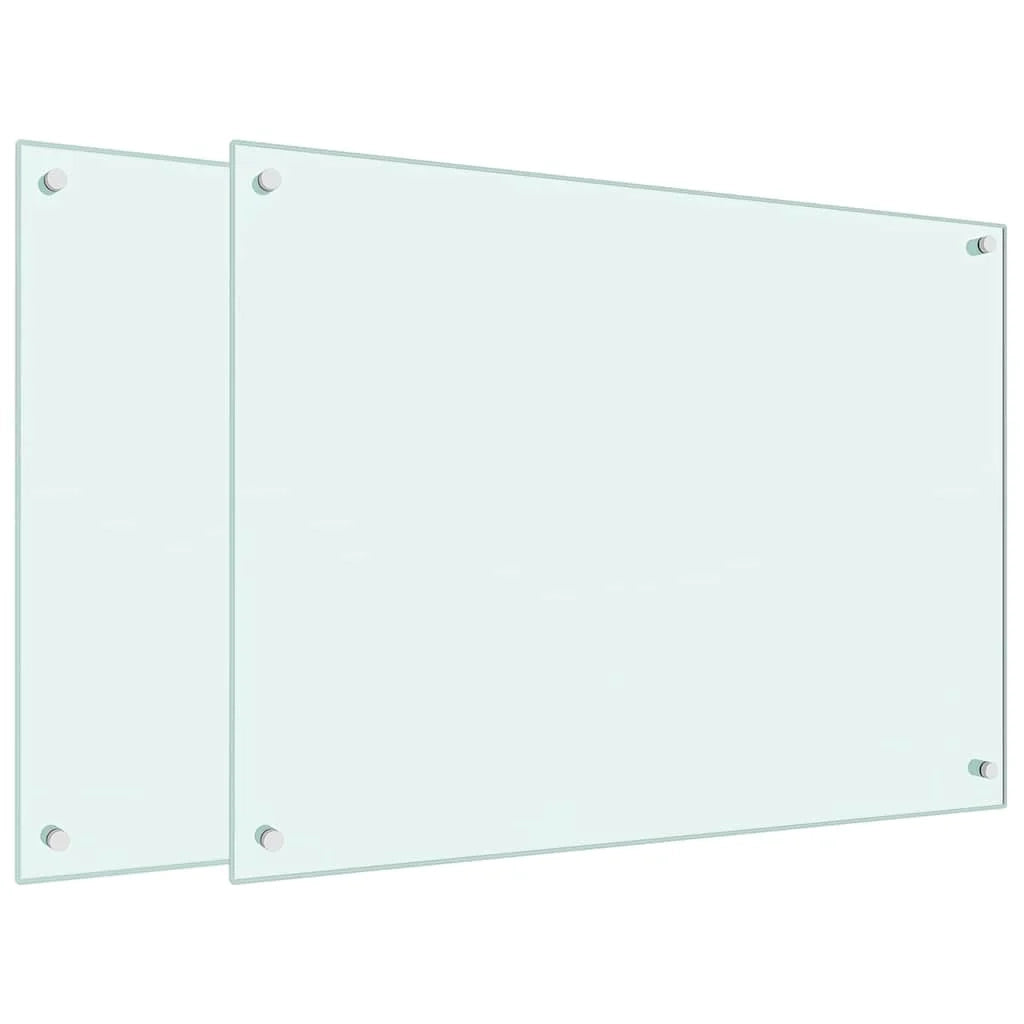 Set di 2 paraschizzi per cucina 80 x 60 cm vetro temperato bianco 02_0055731