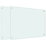 Set di 2 paraschizzi per cucina 80 x 60 cm vetro temperato bianco 02_0055731