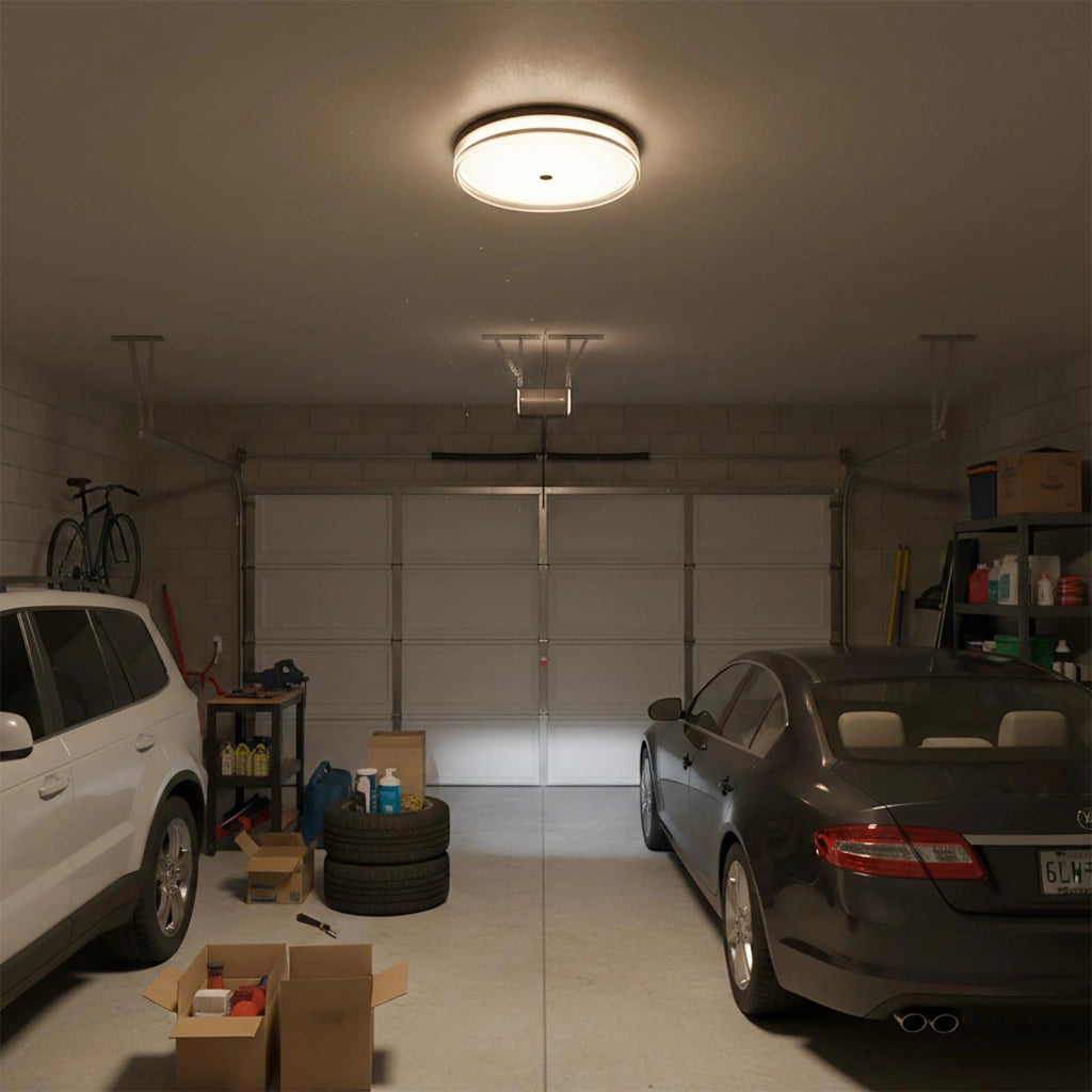 Plafoniera Tonda LED 24W CCT 3 Temperature IP40 Lampada Nera Circolare Moderna Luce Soffitto Parete Bagno Ufficio 30cm