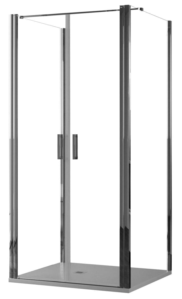 Box Doccia 3 Lati 75x80x75 cm 2 Ante Saloon in Cristallo Trasparente 6mm H195 Bonussi Marty