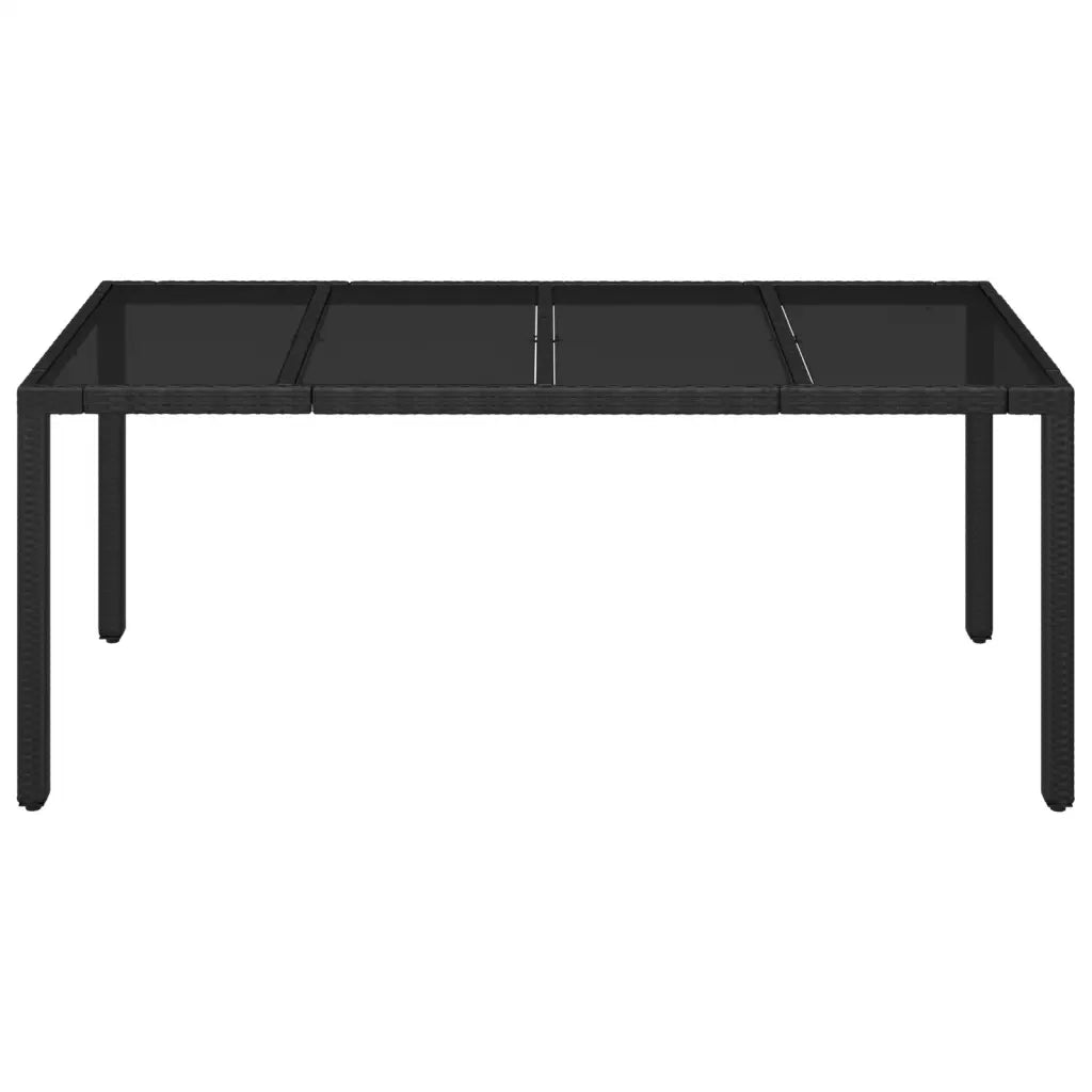 Tavolo da Giardino Piano in Vetro Nero 190x90x75 cm Polyrattan 319903