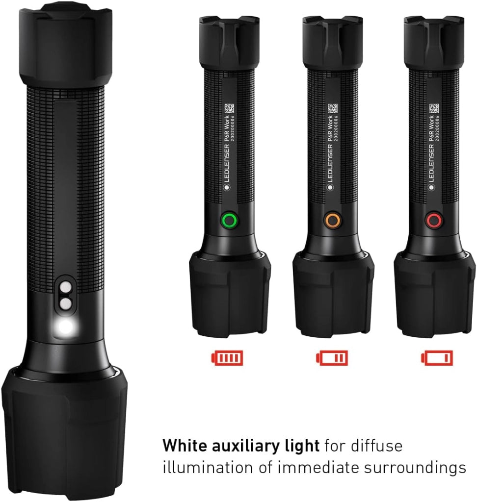 Ledlenser P7R Work | 2020 | Torcia LED Ricaricabile, 1200 Lumen, Alta CRI, SOS, Strobo, autonomia fino 60h, Fascio 240 m, Impermeabile IP68, Protezioni in Gomma, Officina, Garage, Meccanico, Cantiere