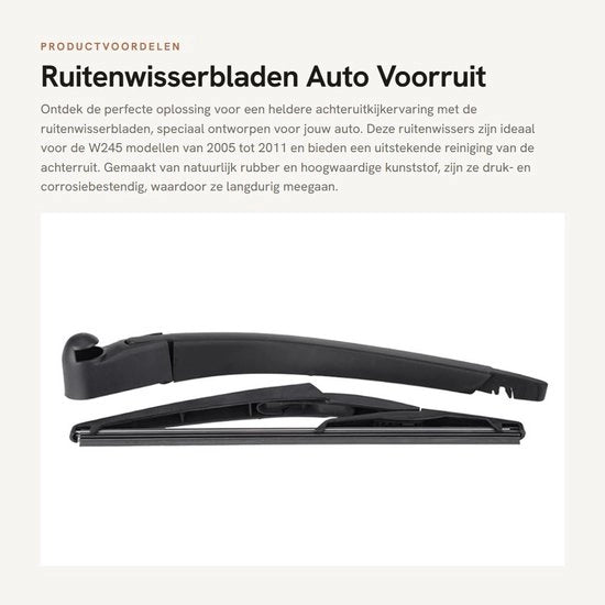 Wiper Blade di Alta Qualità - Piastra di Rinculo - Manubrio di Rinculo - Gomma Flessibile - Compatibile con W245 2005-2011 - Peso di Carico 260 g - Wiper Blade per Parabrezza