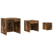 Tavolini Impilabili 3 pz | Tavolo laterale Rovere Fumo in Legno Multistrato