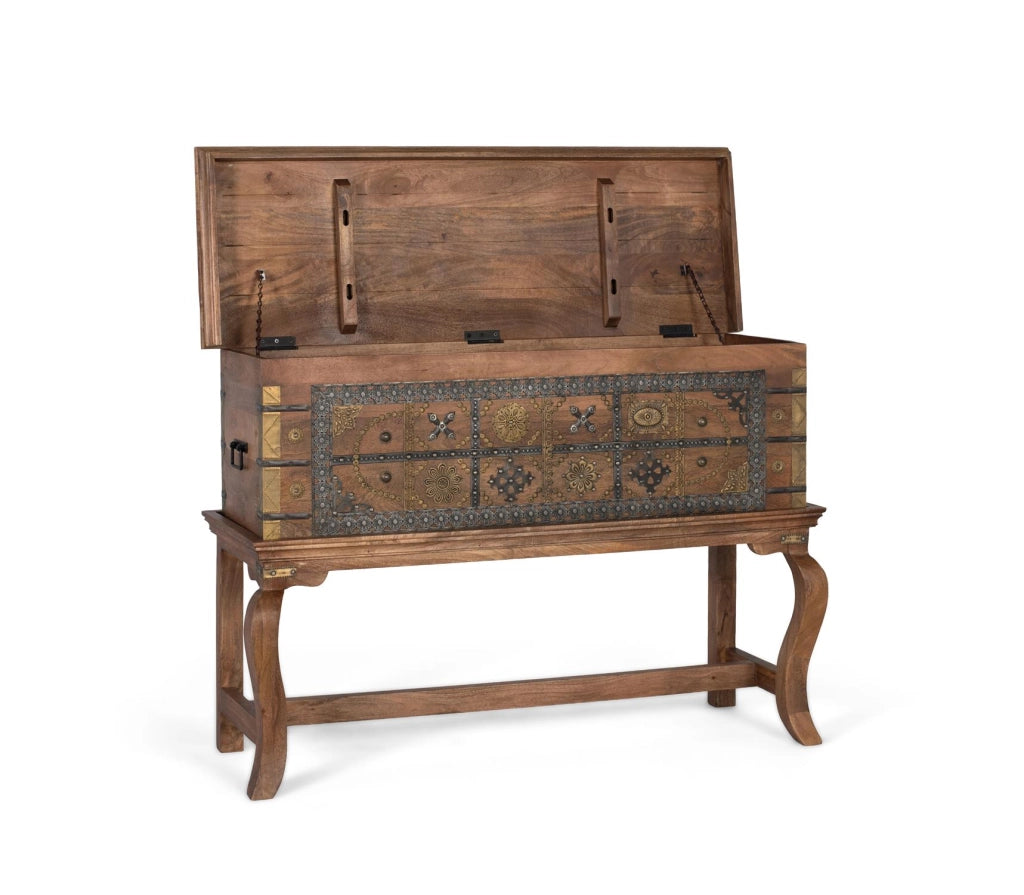 Tavolo consolle antico in legno di mango