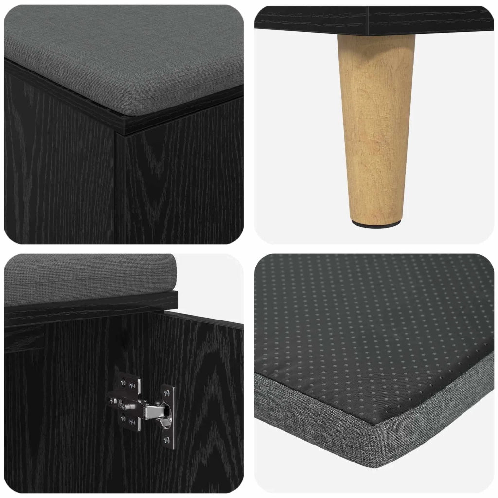Panca per ingresso con cuscino-Sgabello-Panca da Corridoio Rovere Nero 60 x 38 x 46 cm 721627