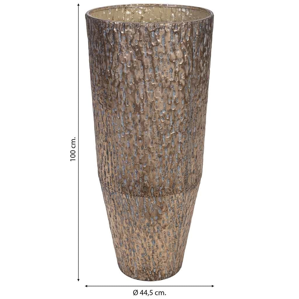 Vaso da fiori in metallo dorato 44,5x44,5x100h cm